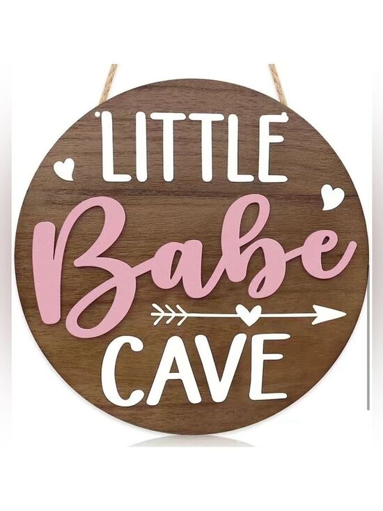 Other - New Rustic Little Babe Cave Pink Wood Door Sign